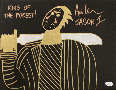 Ari Lehman Signed Friday The 13th Sketch 11x14 Canvas King Of Forest JSA 22973