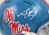AJ Brown Autographed Ole Miss Speed Lt. Blue Mini Helmet-Beckett W Hologram