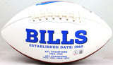 Marv Levy Autographed Buffalo Bills Logo Football w/ HOF- Beckett *Black