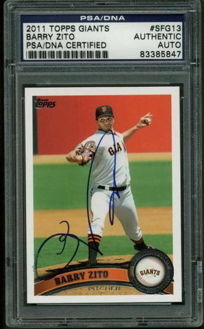 Giants Barry Zito Authentic Signed Card 2011 Topps Giants #Sfg13 PSA/DNA Slabbed