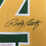 Autographed/Signed Rudy Ruettiger Notre Dame Green Rudy College Jersey JSA COA