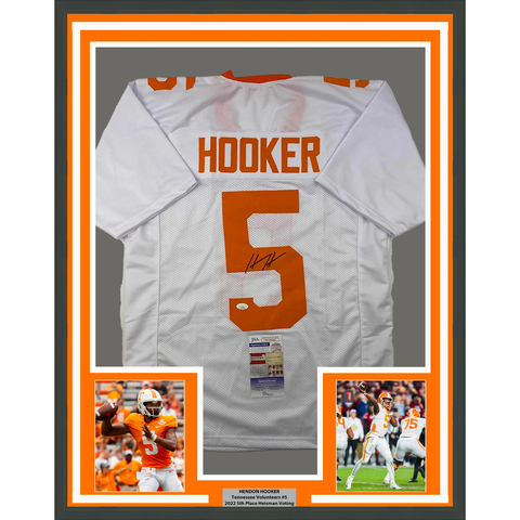 Framed Autographed/Signed Hendon Hooker 33x42 Tennessee White Jersey JSA COA