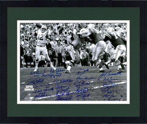 FRMD 1969 NY Jets Signed 16x20 SB III Joe Namath Throw Photo w/24 Signatures