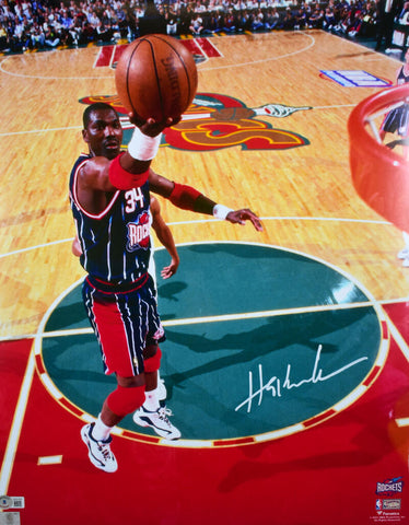 Hakeem Olajuwon Houston Rockets Autographed 16x20 Lay Up Photo- Beckett W Holo