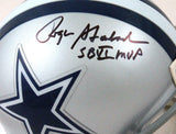 Roger Staubach Autographed Dallas Cowboys Mini Helmet w/SB MVP-Beckett W Holo