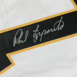 Autographed/Signed PHIL ESPOSITO Boston White Hockey Jersey JSA COA Auto