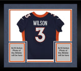 Framed Russell Wilson Denver Broncos Signed Navy Elite Jersey