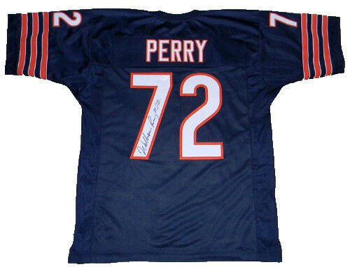 College Authentics William Refrigerator Perry Signed Autographed Chicago Bears #72 Navy Jersey JSA