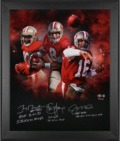 Jerry Rice/Joe Montana/Steve Young 49ers FRMD Signed 20x24 In Focus Photo w/Inss