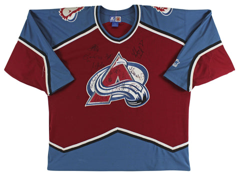 1995-96 Avalanche (15) Roy, Foote, Deadmarsh Signed Starter Jersey BAS #AB14588