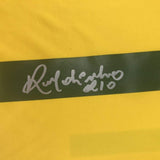 Framed Autographed/Signed Ronaldinho 33x42 Brazil Yellow Jersey Beckett BAS COA