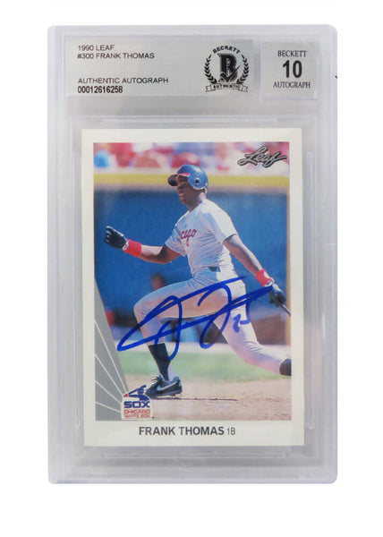 Frank Thomas Autographed White Sox 1990 Leaf Card #300 (Beckett/Auto 10)