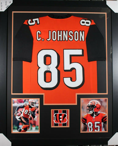 CHAD JOHNSON (Bengals orange TOWER) Signed Autographed Framed Jersey JSA