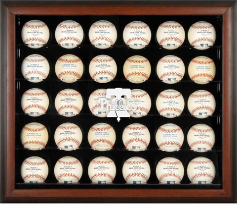 Philadelphia Phillies 2019 Logo Brown Framed 30-Ball Display Case - Fanatics
