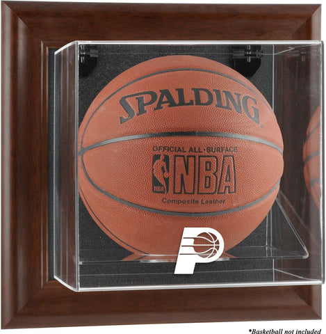 Indiana Pacers Brown Framed Wall-Mounted Team Logo Basketball Display Case