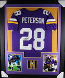 ADRIAN PETERSON (Vikings purple TOWER) Signed Autographed Framed Jersey Beckett