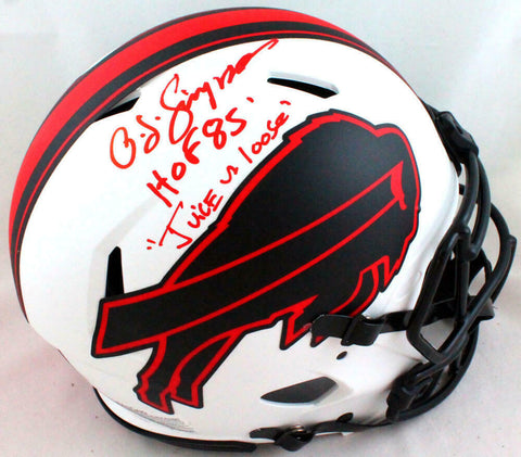 OJ Simpson Autographed Buffalo Bills Lunar Authentic Helmet w/2 insc. - JSA W *R