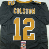 Autographed/Signed Marques Colston New Orleans Black Football Jersey JSA COA