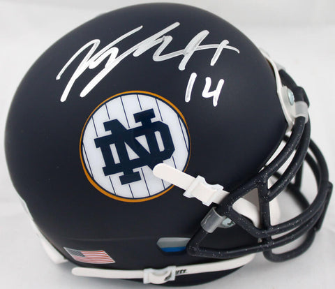 Kyle Hamilton Autographed Notre Dame Schutt Blue Mini Helmet-Beckett W Hologram