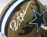 Deion Sanders Autographed Dallas Cowboys Camo Mini Helmet- Beckett W Auth *White