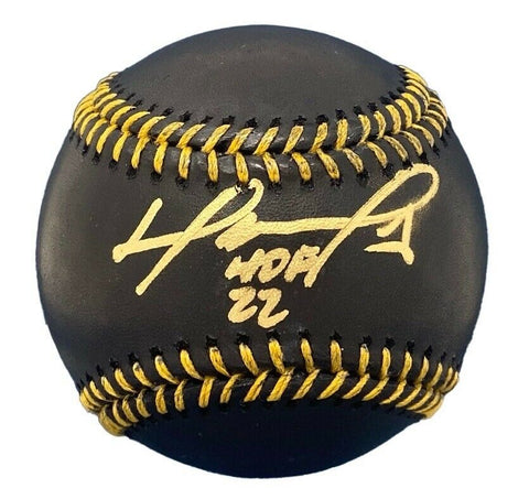 DAVID ORTIZ Autographed "HOF 22" Boston Red Sox Black Leather Baseball FANATICS