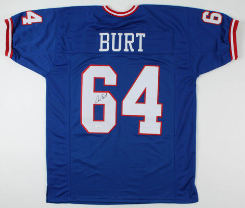 Jim Burt Signed New York Giants Blue Jersey (JSA Hologram) 2xSuper Bowl Champion