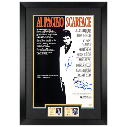 Al Pacino, Steven Bauer Autographed Scarface 16x24 Framed Movie Poster