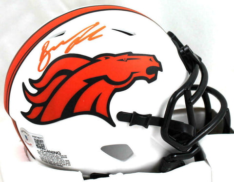 Drew Lock Autographed Denver Broncos Lunar Mini Helmet-Beckett W Holo *Orange