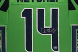 D.K. DK METCALF (Seahawks green SKYLINE) Signed Autographed Framed Jersey JSA