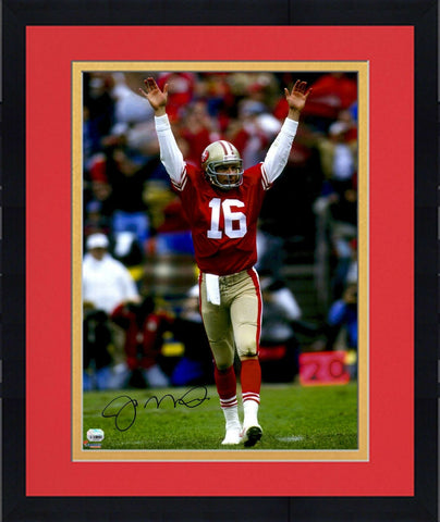 Framed Joe Montana San Francisco 49ers Signed 16'' x 20'' Hands Up Photo