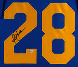 Marshall Faulk Signed Los Angeles Rams 35x43 Custom Framed Jersey (Beckett)