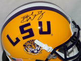 Brad Wing Signed LSU Tigers Schutt Yellow Mini Helmet - JSA Witness Auth *black*