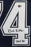 Bob Lilly "HOF 80" Authentic Signed Navy Blue Pro Style Jersey BAS Witnessed