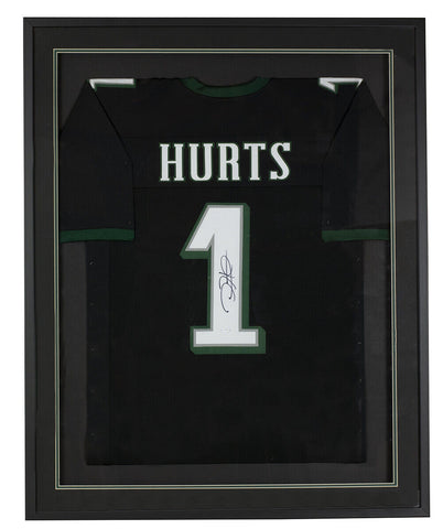 Jalen Hurts Signed Framed Custom Black Pro Style Football Jersey PSA