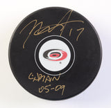 Rod Brind'Amour Signed Hurricanes Logo Hockey Puck Inscribed Captain 05-09/ COJO