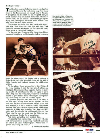 Billy Soose & Tony Zale Autographed Signed Magazine Page Photo PSA/DNA #S48714
