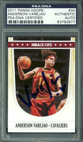 Cavaliers Anderson Varejao Signed Card 2011 Panini Hoops #34 PSA/DNA Slabbed