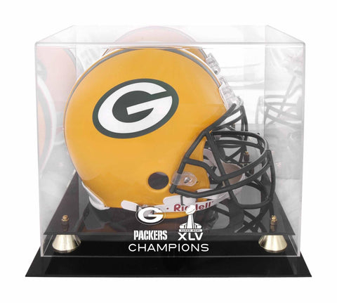 Packers Super Bowl XLV Champs Golden Classic Helmet Logo Display Case