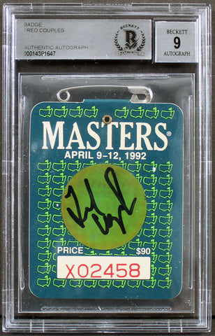 Fred Couples Signed 1992 Masters Augusta Golf Club Badge Auto 9! BAS Slabbed