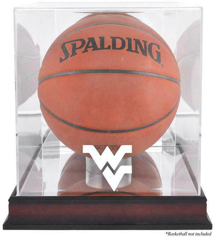 West Virginia Mountaineers Mahogany Finish Basketball Display Case w/Mirror Back
