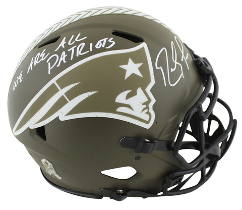 Patriots Randy Moss "WAAP" Signed Salute To Service F/S Speed Proline Helmet BAS