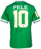Pele Signed Green New York Cosmos Soccer Jersey BAS