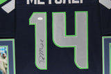 D.K. DK METCALF (Seahawks blue SKYLINE) Signed Autographed Framed Jersey JSA