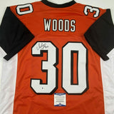 Autographed/Signed Ickey Woods Cincinnati Orange Football Jersey Beckett BAS COA