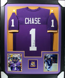 JA'MARR CHASE (LSU purple SKYLINE) Signed Autographed Framed Jersey JSA