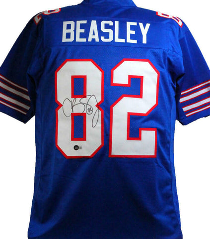 Cole Beasley Autographed Blue College Style Jersey- Beckett W *Black