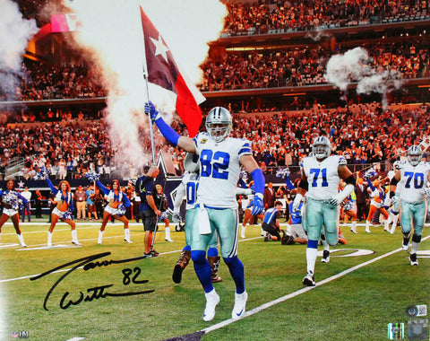 Jason Witten Autographed Dallas Cowboys 16x20 HM Flag Photo-Beckett W Hologram