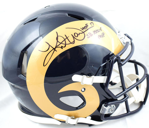 Kurt Warner Signed Rams F/S 00-16 Speed Authentic Helmet w/HOF SB MVP-Beckett W