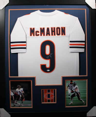 JIM MCMAHON (Bears white TOWER) Signed Autographed Framed Jersey Beckett