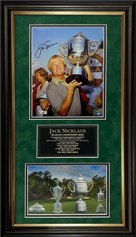 Jack Nicklaus Signed Autographed 2-way Photo Custom Framed to 12x24 Fanatics